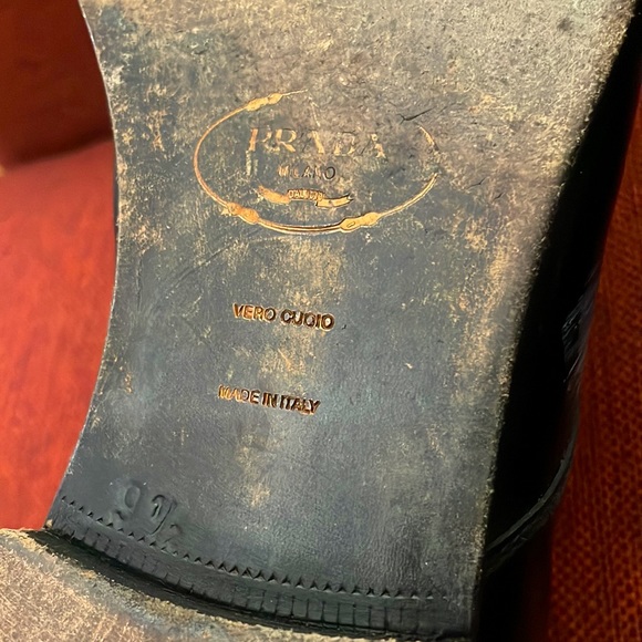 Prada Mens Oxford Square Toe Dress Shoes Vero Cuoio Soles Made In Italy - Picture 5 of 7